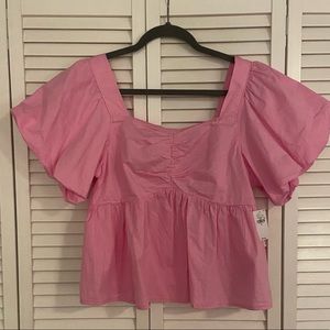 Baby pink puff sleeve top